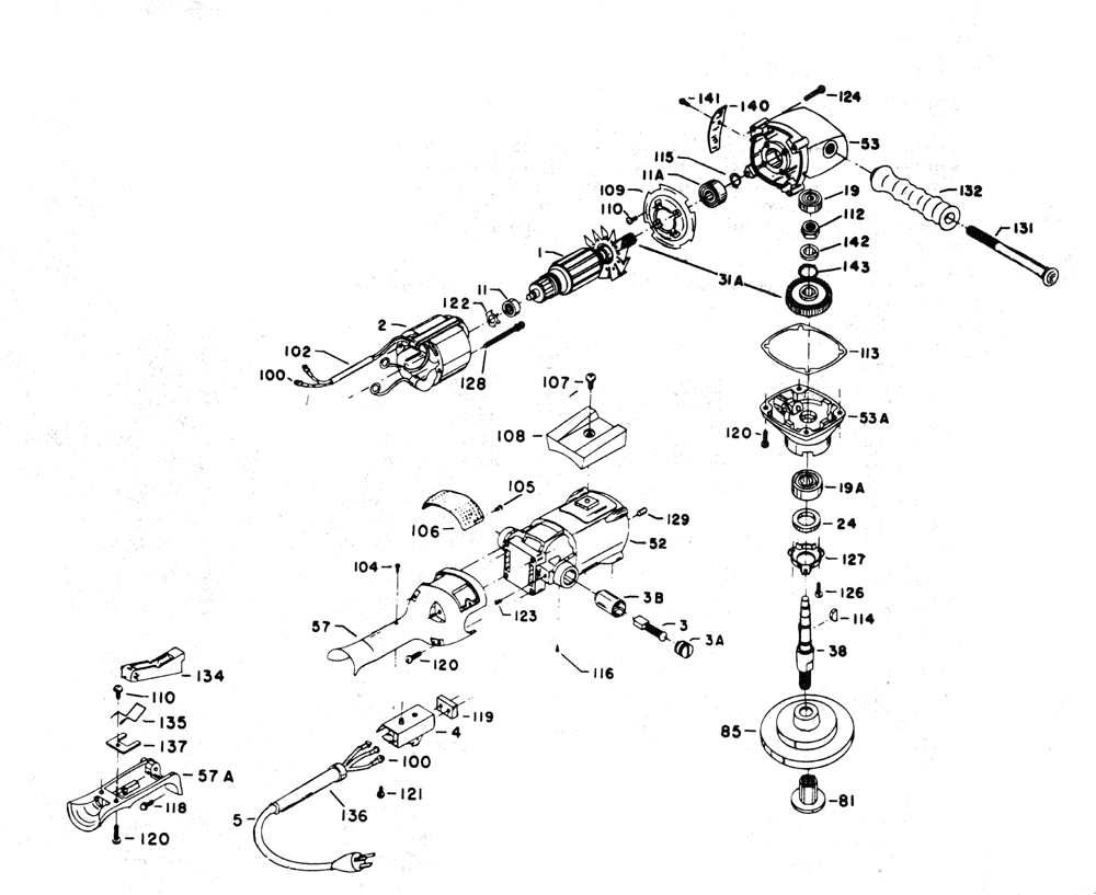 Fig-0 Diagram and Parts List for 471  Porter Cable Sander Grinder